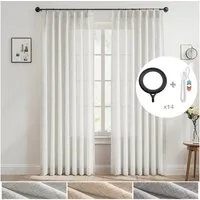 Jibenhome Gardine Plissee-Vorhänge, halbtransparent für Wohnzimmer, 2 Stück, Lichtfilternde Fenstervorhänge Kräuselband mit Quetschfalten