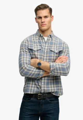 Superdry - The Merchant Store - Kariertes Hemd kiesblau kariert - Gr. - S