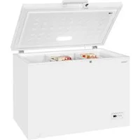 exquisit Gefriertruhe GT320-HE-041D weiss, 112 cm breit, 308 l, 4*-Gefriertruhe mit Griff & Türschloss – leicht zu öffnen