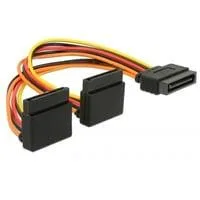 Stromkabel SATA 15Pin (Stecker) > 2x SATA 15Pin (Buchse) 15cm