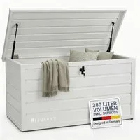 Juskys Gartenbox Limani, einfacher Aufbau, zeitlose Optik, Hubautomatik-Deckel