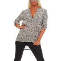 malito more than fashion Schlupfbluse malito Damen Bluse mit Print, Tunika mit ¾ Armen, Blusenshirt auch Bluse mit Kreis Blumen Print 3/4 Ärmeln Einheitsgröße