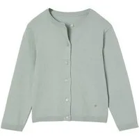 vertbaudet Strickjacke Mädchen Strickjacke BASICS Runder Ausschnitt, Knopfverschluss