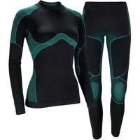 Black Snake Seamless Shirt Nahtlose Seamless-Thermounterwäsche mit Kompressionszonen für Damen (Funktionswäsche-Set, Langarmshirt und Thermohose für Damen) Nahtloses Thermounterwäsche Set mit Kompressionszonen