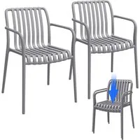 STEELSØN Gartenstuhl Pincoya wetterfest und UV-beständig (grau, 2er Set), stapelbarer Balkonstuhl Kunststoff, verfügbar als 2er/4er/6er Set