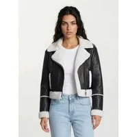 trueprodigy Lederjacke Tristin Pilotenjacke mit Reißverschluss und Felleinsatz