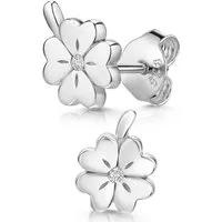 Materia Paar Ohrstecker Glücksklee Kleeblatt Ohrringe mit Zirkonia SO-213, 925 Sterling Silber, rhodiniert