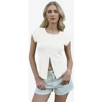 Imily Bela Strickjacke Damen enganliegende Strickbluse mit Knopfleiste (Packung, 1-tlg., 1per-Pack) in Unifarbe