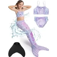Corimori Monoflosse Meerjungfrauen-Flosse Mermaiding für Mädchen, Merjungfrauen Schwimmflosse mit Bikini Set