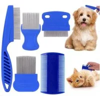 MuffiMau Flohkamm Hundefloh Kämme 5er Entfernungswerkzeug, Läusekamm, (Läusekamm, Pflegekamm, Tränenfleckentferner, Feinzahnpflege, 5-tlg), Vier Kammarten für Gesicht und Körperpflege von Haustieren