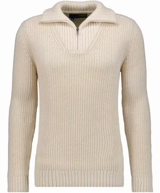 RAGMAN - Strickpullover mit Troyer-Kragen Ecru - Gr. - XL
