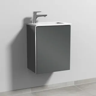 Sanipa 3way Waschtischunterbau zu Duravit ME by Starck Waschtisch mit 1 Tür, Anthrazit-Glanz BS72179