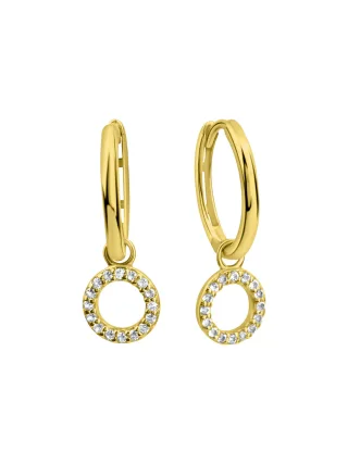 Fascination by Ellen K. Ohrringe Gold 585 mit 32 echten Weißtopasen 14mm Durchmesser