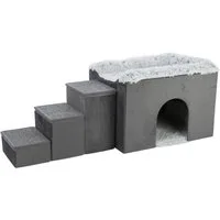 TRIXIE Tierhöhle Höhle Harvey mit Treppe für Hunde - grau/weiß-schwarz - 135 × 47 × 50