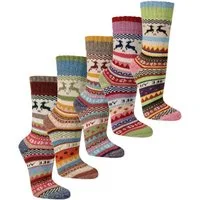 Wowerat Norwegersocken 2 Paar Hygge "Elch" Vollplüsch-Woll-Socken Thermo-Socken (2 Paar)