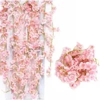 Kunstranke Künstliche Blumne Kirschblüten Girlande 180cm Blumengirlande Blumen Hangend Vine Seidenblumen Girlande Deko, Diwzbyn, für Garten Hochzeit Party Wanddekoration