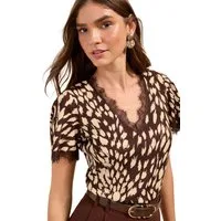 Friends Like These V-Shirt Friends Like These Top mit V-Ausschnitt und Spitze (1-tlg)