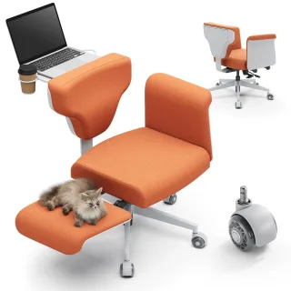 NEWTRAL FREEDOM-X PRO Fabric Waterproof Multi-Posture Cross-Legged Chair with Armrest Transparent Skate Wheels