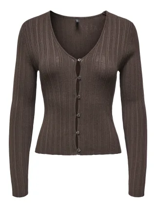 ONLY - ONLBREE LS V-NECK RIB CARDIGAN CC KNT Chocolate Martini - Gr. - S