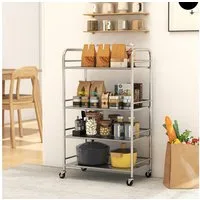 HOMCOM Küchenwagen Servierwagen mit Griffen, (Set, 1 St., 1), 4 Ebenen, höhenverstellbare Regale, max. 50 kg