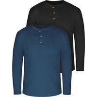 normani Langarmshirt 2er Set Herren Langarm Shirts aus Bio-Baumwolle Basic Henley Shirt für Männer GOTS-zertifiziert