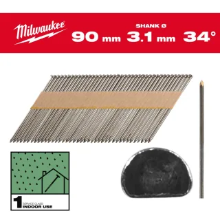 Milwaukee D-Kopf-Nägel 34° Glattschaft SC1 2.200 Stück, blank - 4932492598