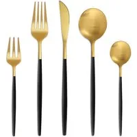 LuxusKollektion Besteck-Set Besteckset Edelstahl 6 Personen 30 teilig 30teilig schwarzes Gold