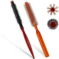 LuxusKollektion Rundbürste Kleine Rundbürste 2er Set Mini-Tolle-Lockenbürsten Holzgriff