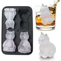 FELIXLEO Eiswürfelform Katzen Eiswürfelform, 4-Fach, für Cocktail, Whisky, Bier & Kaffee., (1-tlg)