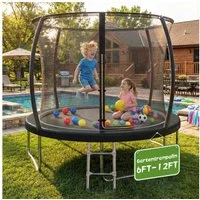 HOMALL Gartentrampolin Kindertrampolin Outdoor-Trampolin Durchmesser: 183/220/290/360 cm, Ø 290 cm, (Durchmesser 183 cm (mit Sicherheitsnetz und Schutzhaube, Tragkraft 50 kg/150 kg, 360°-Sicherheitsnetz, erhältlich in Schwarz/Blau/mehrfarbig) -ostern