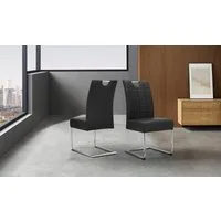 loft24 Esszimmerstuhl Chen (Set, 2 St), Polsterstuhl, Stuhl, Freischwinger, Lederoptik, Chromgestell