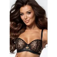 Axami Balconnet-BH Bügel-BH in schwarz-beige transparent Blumenmuster (einzeln, 1-tlg)