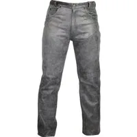 MDM Lederhose Herren Lederhose aus echtem Rindsleder grau im 5-Pocket Jeans Stil Ohne Knienaht – aus einem Lederstück gefertigt