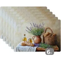 MuchoWow Platzset Lavendel - Brot - Stilleben, (6-St), Platzsets, Tischset, Abwaschbar, Tischsets, Platzdeckchen