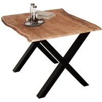 Liadomo Baumkantentisch Maxi, Baumkantentisch, Esstisch, Massivholztisch, Esszimmertisch, Massiver Akazien-Esstisch mit Baumkante und X-Gestell