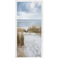 MuchoWow Türtapete Nordsee - Dünen - Wasser, Matt, bedruckt, (1 St), Selbstklebende Tapete, Folie für Möbel, 75x205 cm