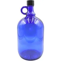 mikken Trinkflasche Blaue Gallone 2 Liter XXL Glasflasche / Wasserflasche mit Deckel, UV-Schutz
