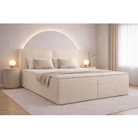 yourhouse24 Boxspringbett COSTA Cord-Stoff, mit 2 Bettkästen und Topper, Cordstoff mit dicken Streifen markantes Kopfteil mit Zierkante