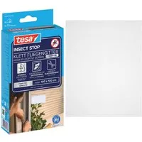 tesa Insektenschutz-Fensterrahmen Klett Fliegengitter Premium für Fenster, Insektenschutz, ohne bohren, (Komplett-Set, 1-St., zuschneidbar, selbstklebend - 100 cm x 100 cm - Weiß (Sichtschutz), Mückenschutz mit starkem Klettband, rückstandsfrei entfe