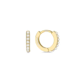 Luxenter Sterling Silber 925 Ohrringe mit weißer Perle in 18K Gelbgold - Leofcar