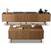 oleyluckidea TV-Schrank Moderner TV-board 75 Zoll, TV Lowboard mit Stauraum, Nussbaum Breite 180/240 cm
