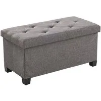 ANYSUN Sitzbank schlafzimmer mit Stauraum, gepolsterter Sitzhocker bis 300 kg, mit Holzbeinen, 88 L, Leinenoptik