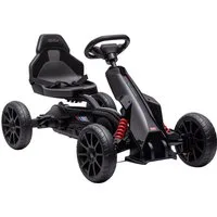 HOMCOM Go-Kart Kinderfahrzeug mit verstellbarem Sitz, Tretfahrzeug, für Kinder, Schwarz