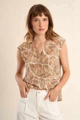 molly bracken - Bedruckte Bluse beige/braun - Gr. - S