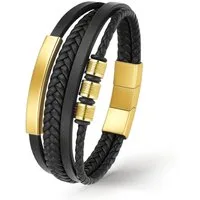 UNIQAL.de Lederarmband Herren "SHAPE" handgefertigt, geflochten, verstellbar (Klassisch, casual, elegant), aus Rindsleder, Edelstahl-Magnetverschluss mit Verlängerungsglied