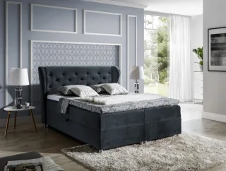 Boxspringbett Schlafzimmerbett ARIANNA 200x200cm Stoff Anthrazitgrau