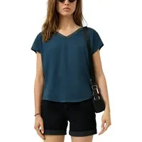 QS Kurzarmshirt mit V-Ausschnitt und Spitze