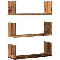 vidaXL Regal Wandregale 3 Stk. Altholz-Optik 58x18x18 cm Holzwerkstoff, 1-tlg.