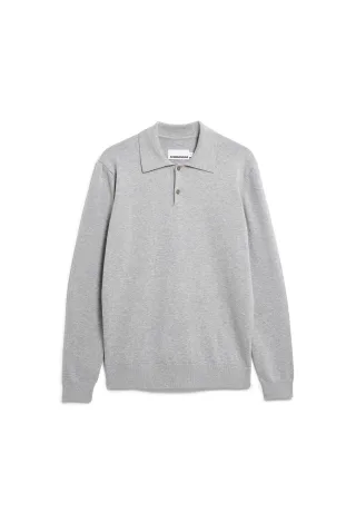 Armedangels - KNIT LONGSLEEVE POLOSHIRT silver melange - Gr. - XL