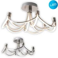 näve LED Deckenleuchte Festos, LED fest integriert, Warmweiß, Krone, in 3-Stufen dimmbar, nickelmatt, warmweiße LED, D: 60cm